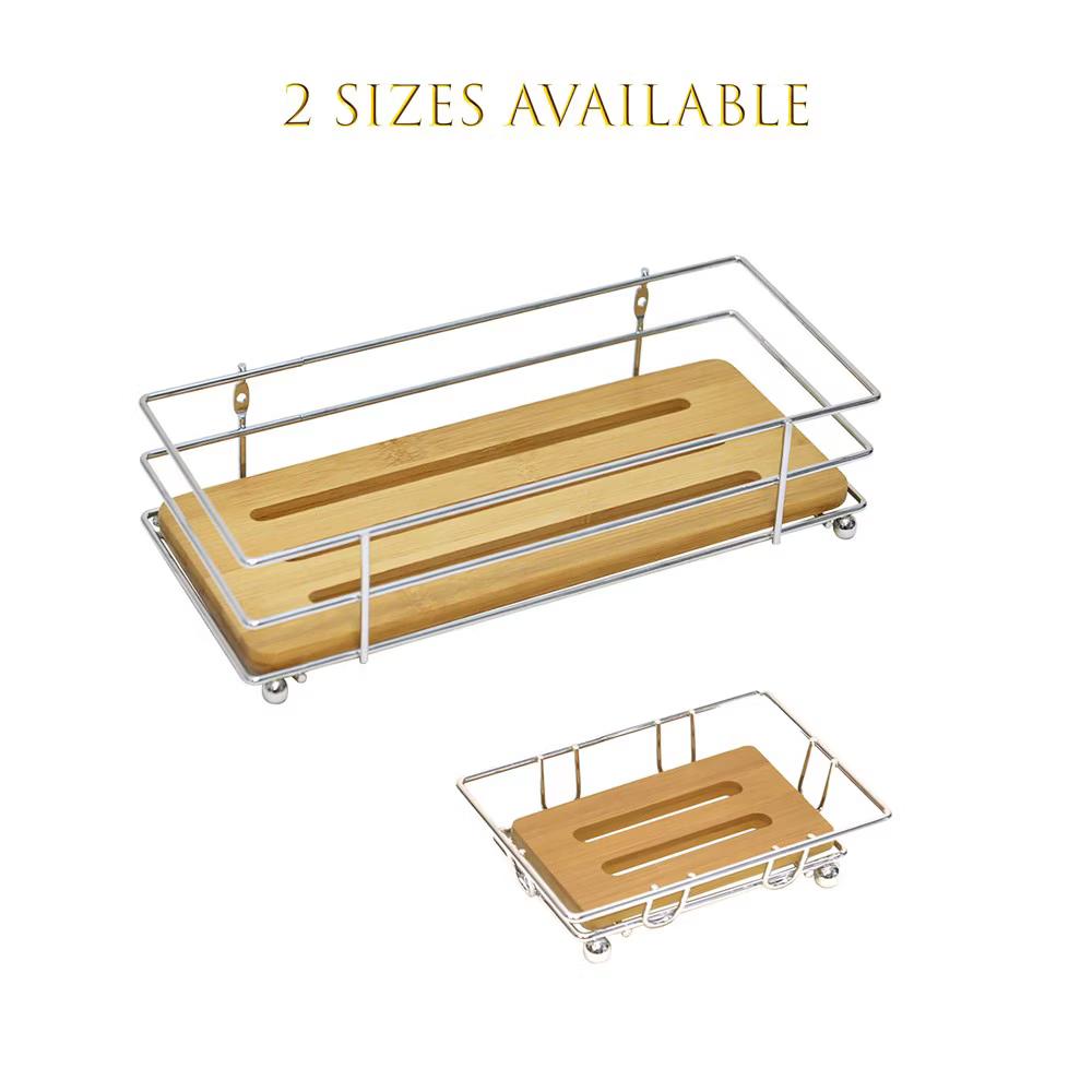 French Home Goods Bamboo Soap Dish Tray with Metal Wire Frame – Self-Draining Design, Ideal for Bathroom or Kitchen Counters - Image 11