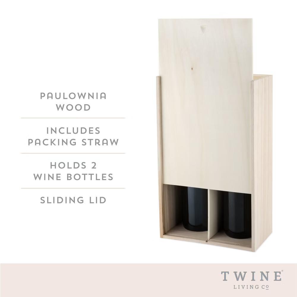 Twine Paulownia Bottle Wood Decorative Wine Box - Image 36