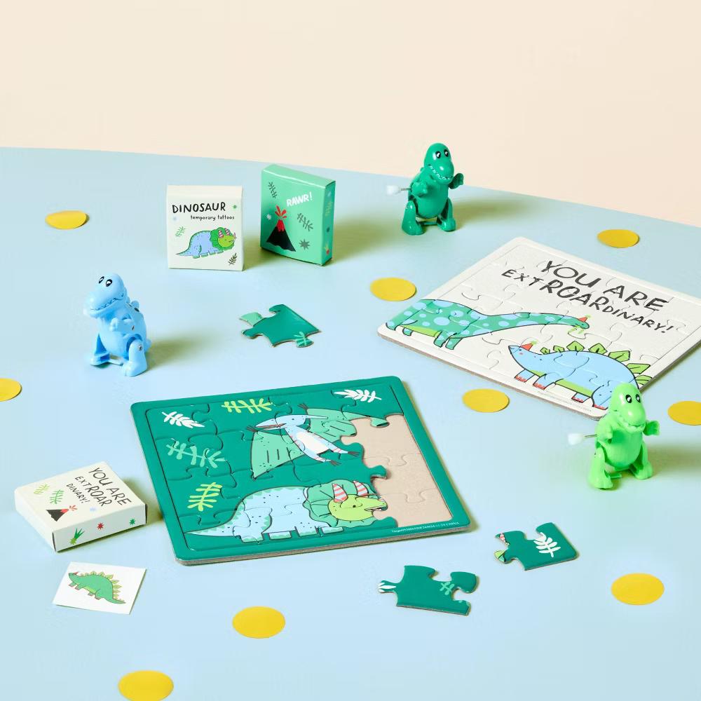 6ct Dinosaur Wind-Up Toy Green/Blue