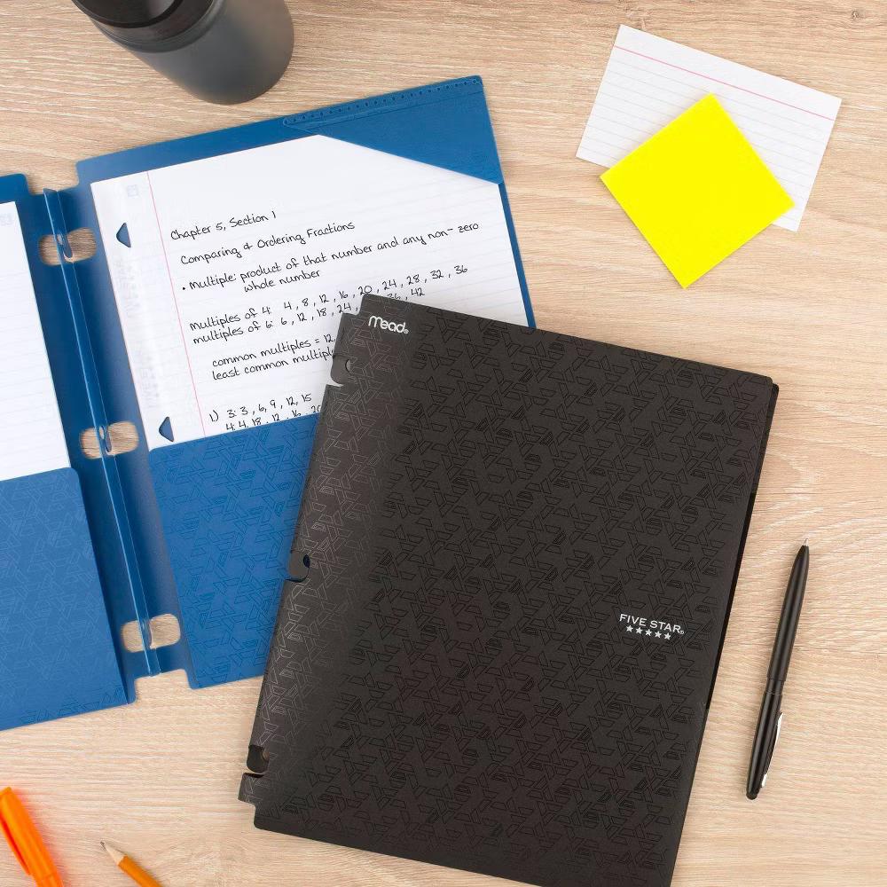 Five Star 2 Pocket Plastic Folders Snap In Portfolio Black - Image 4