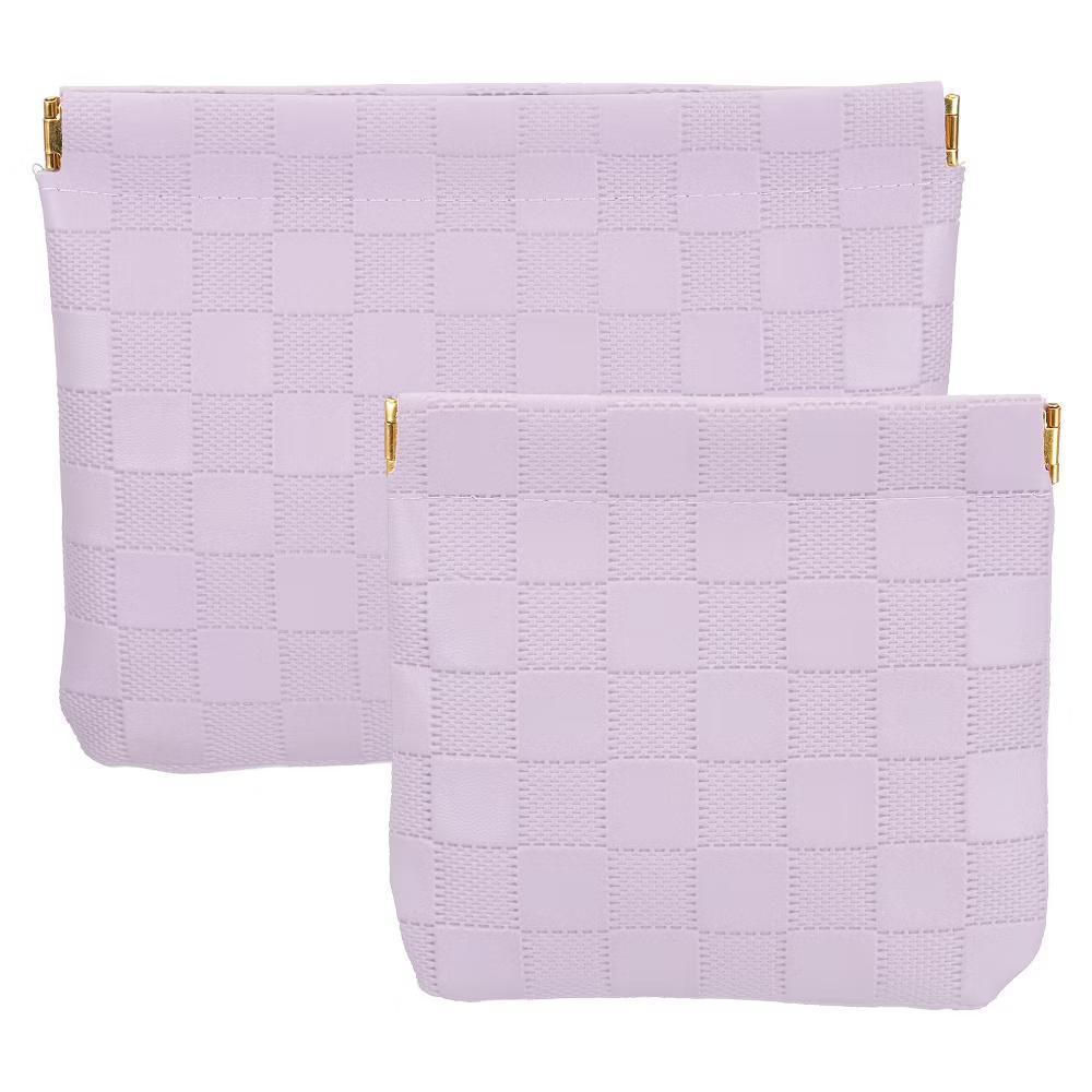 Leather Waterproof Travel Organizing Mini Snap Closure Makeup Pouchs 2 Pcs - Image 14
