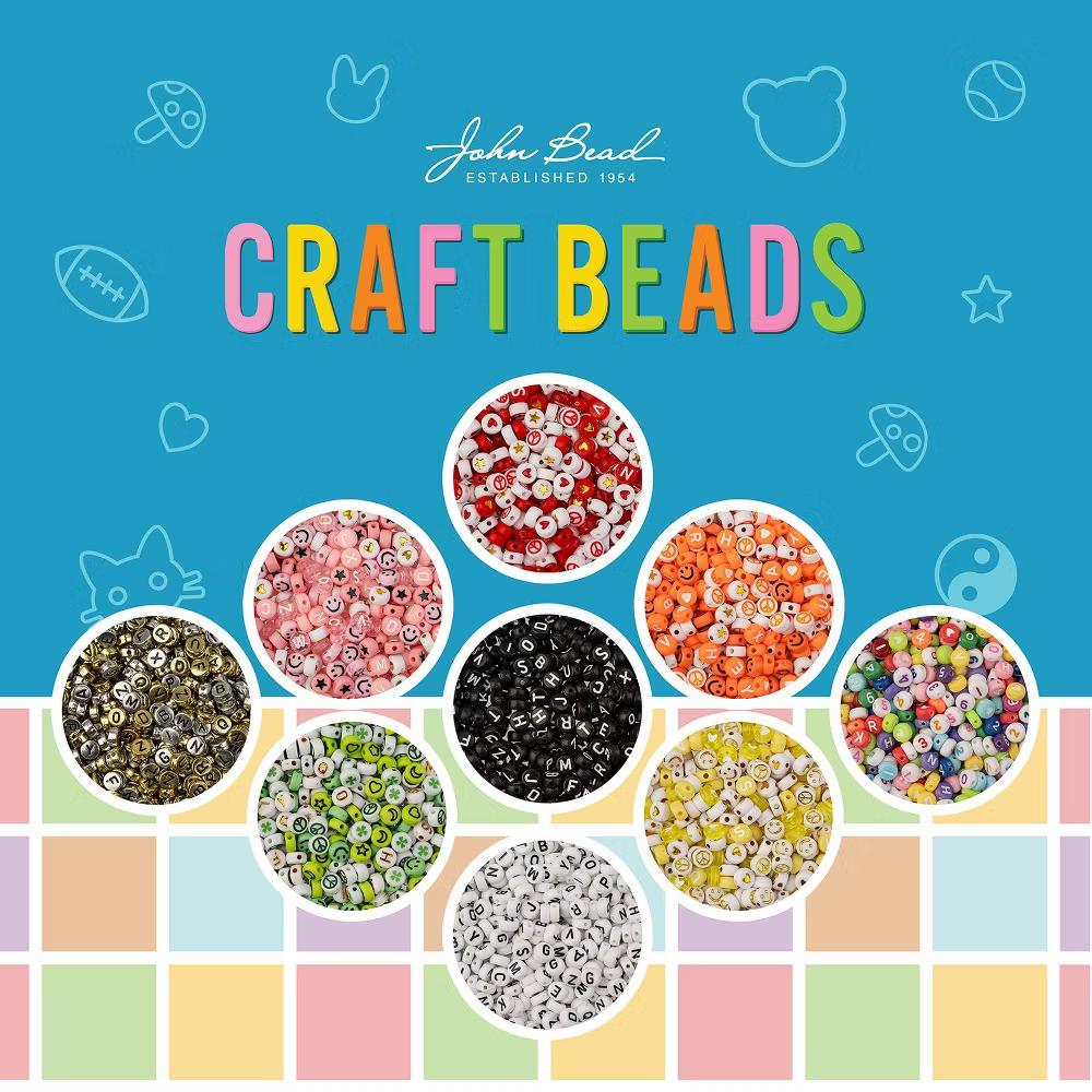 4x7mm Yellow Mixed Plastic Round Alphabet Craft Beads, 72g