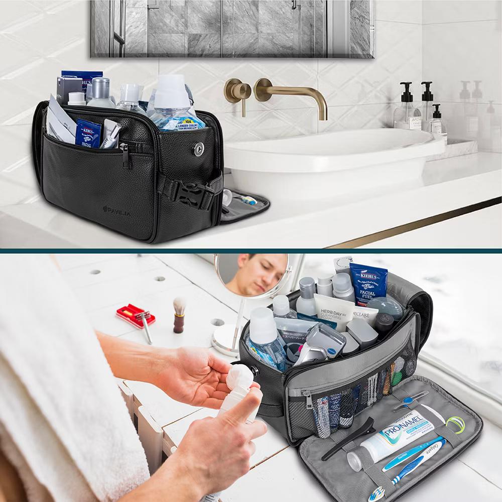 Toiletry Bag for Men, Travel Essentials Shaving Dopp Kit, Water Resistant Cosmetic Makeup Organizer Case - Image 2