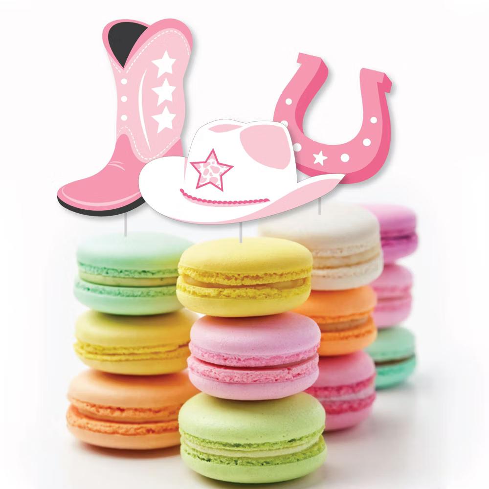 Rodeo Cowgirl - Dessert Cupcake Toppers - Pink Western Party Clear Treat Picks - Set of 24 - Image 4