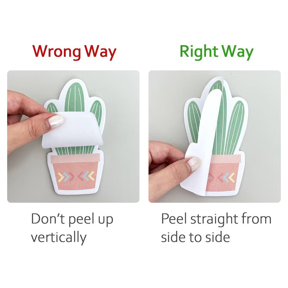 Cute Cactus Succulents Sticky Notes, Adhesive Memo Notepads for Home, Office, Work (Set of 6) - Image 3