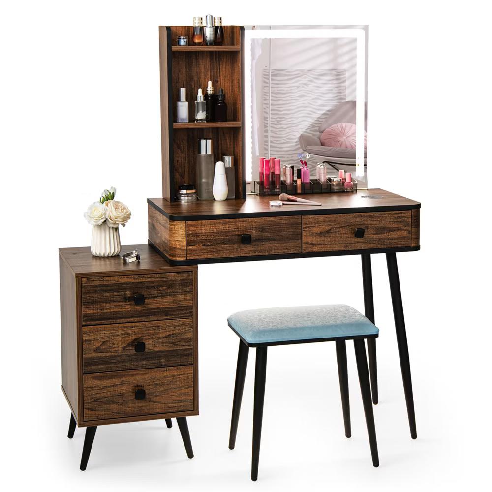 Vanity Set with Dimmable Lighted Mirror 3 Lighting Modes - Image 2