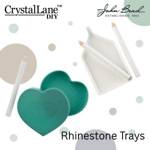 Crystal Lane DIY Teal Heart Plastic Rhinestone Bead Sorting Tray with Pickup Stick