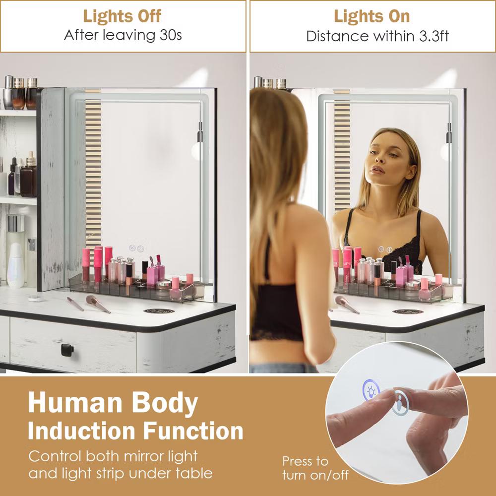 Vanity Set with Dimmable Lighted Mirror 3 Lighting Modes - Image 15
