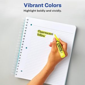 Avery Hi-Liter Desk-Style Highlighters, SmearSafe, Chisel Tip, 12 Yellow Highlighters (98035)