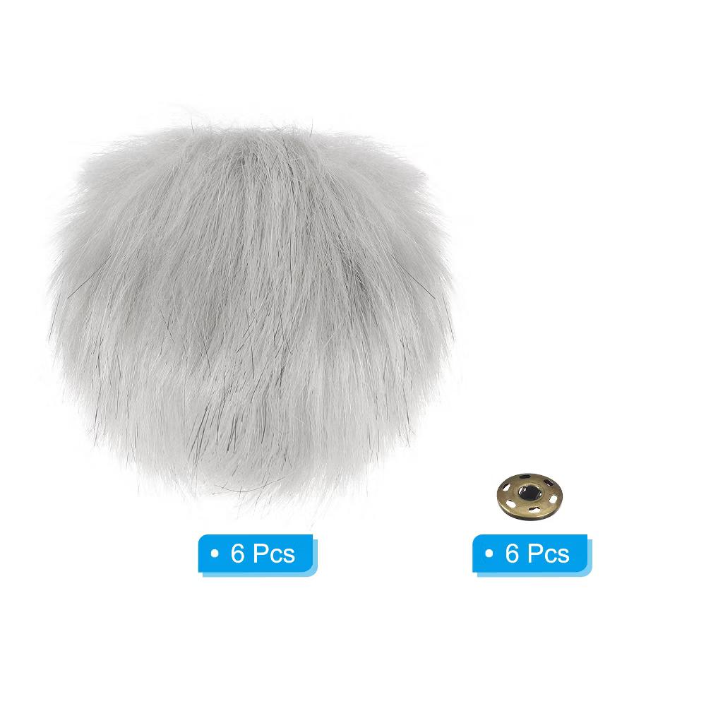 Fluffy Soft Elastic Faux Fur Pom Poms for Hats DIY Scarves 6 Pcs - Image 11