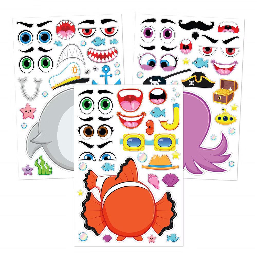 SYNCFUN 36 Pcs 10" Animal Mix and Match Make-a-Face Sticker Sheets Kids DIY Kits, Animals Kids Party Favor Supplies Craft - Image 8