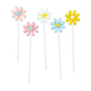 Assorted-Color Plastic Daisy Cake-Topper Set with Separate Sticks