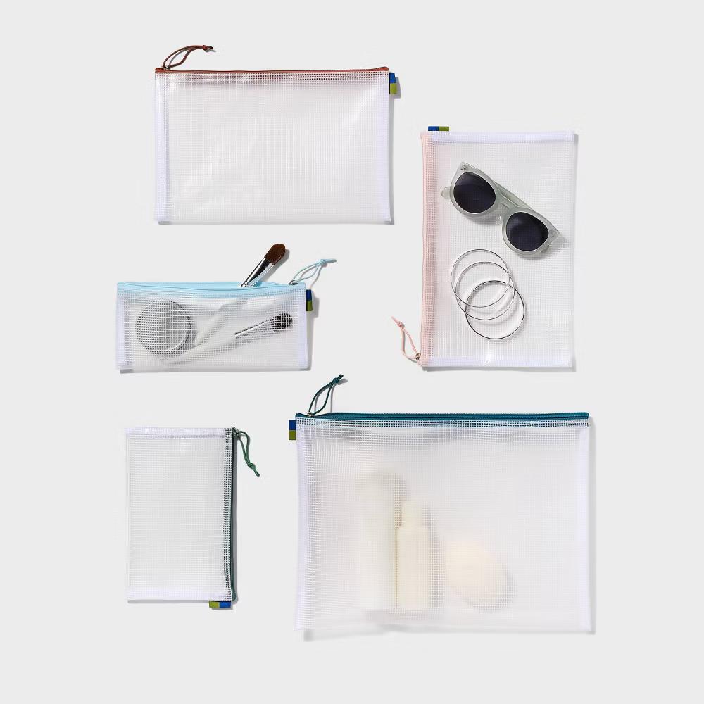5pc Clear Toiletry Set - ️: Travel Cosmetic Storage Pouches