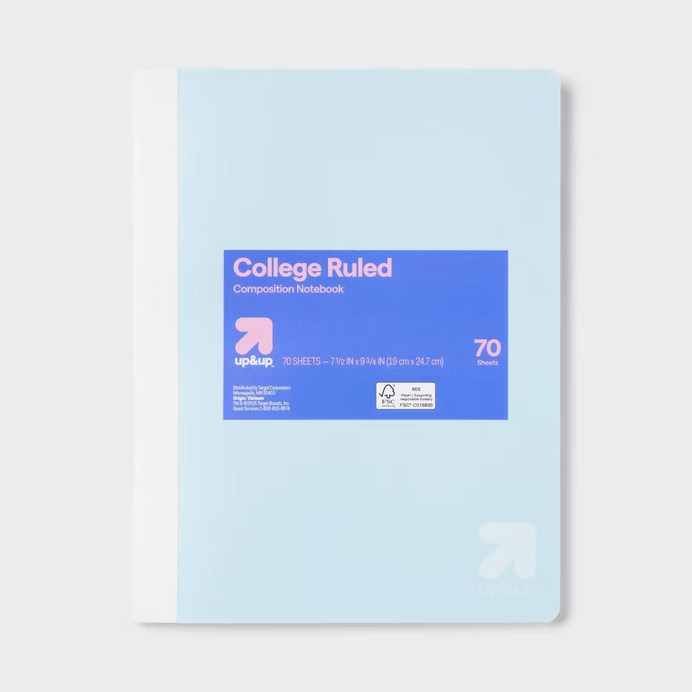 College Rule Composition Notebook 7.5"x9.75" Poly Cover 70 Sheets