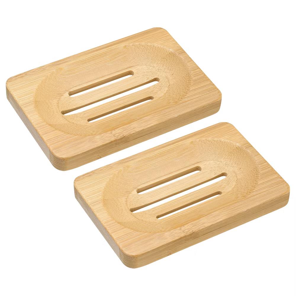 Natural Bamboo Wooden Soap Dish with Self-Draining for Bathroom Bathtub