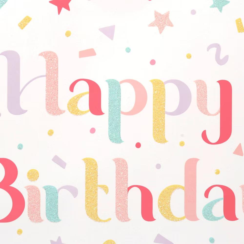 Medium Birthday Gift Bag with Glitter - Multicolor Typography, Paper, 12.75" Height, 10" Width - Image 3