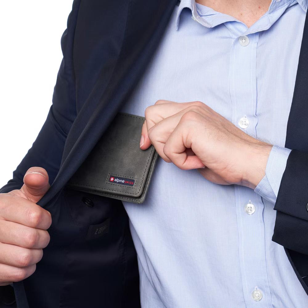 Alpine Swiss Connor Executive Bifold Wallet | Business Passcase for Men | Premium Leather | Dual ID Windows | RFID Blocking | Gift Box Included - Image 29
