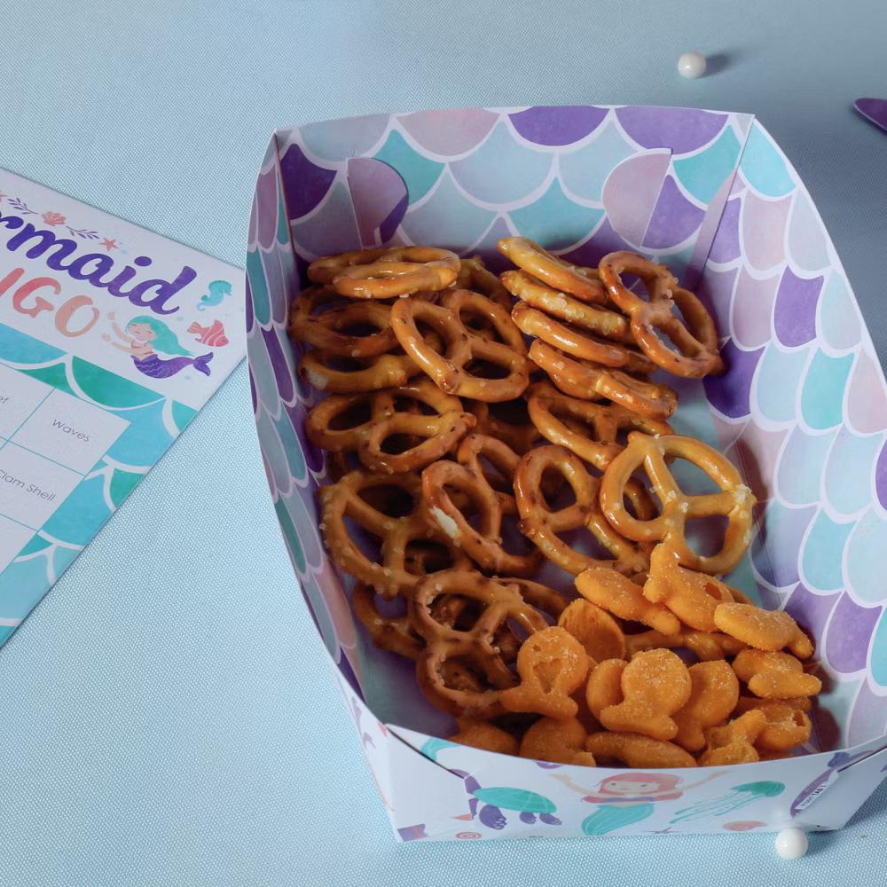 Mermaid Party Paper Food Trays, Disposable Double-Sided Paper Food Holders for Nachos, Hot Dogs, French Fries - 12 Ct - Image 6