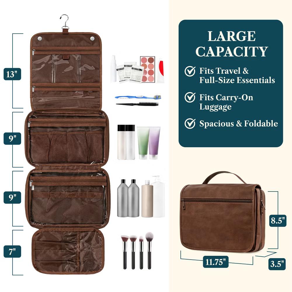 Hanging Toiletry Bag Women Men, Foldable Large Travel Cosmetic Organizer, Water Resistant Makeup Toiletries Essentials Kit - Image 21