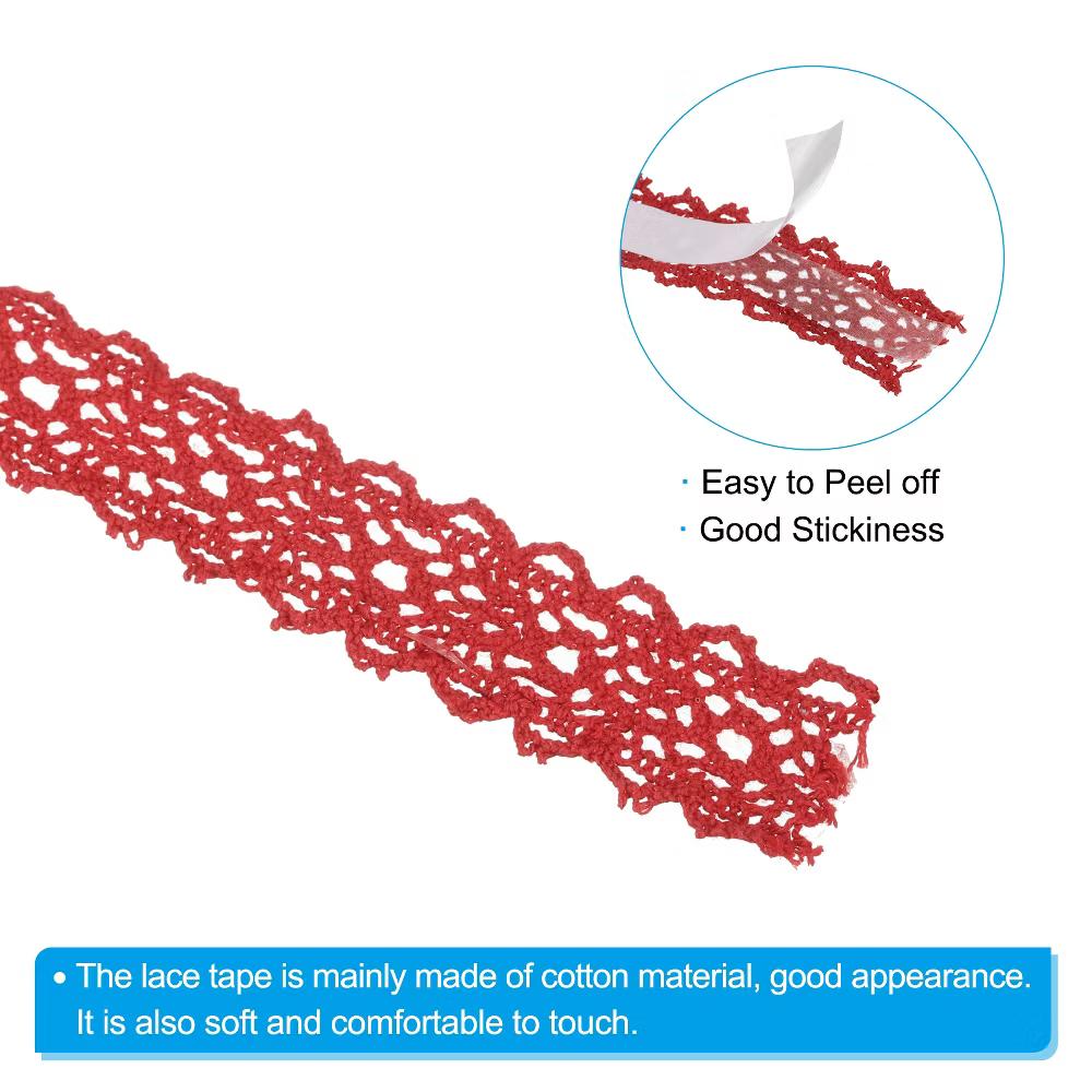 Cotton Self-Adhesive DIY Craft Decorative Lace Ribbon Tapes 0.7" 2 Yards 4 Pcs - Image 21
