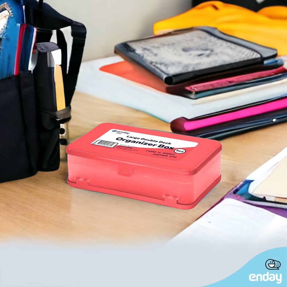 Large Capacity Double Deck Pencil Box - Plastic With 12 Compartments, Snap-Tight Lid, Hard Case Storage Organizer - Image 15