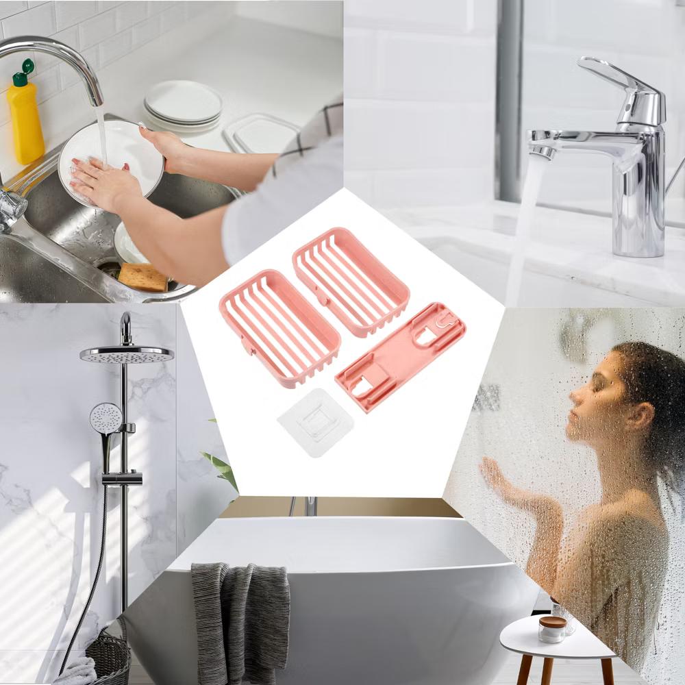 Plastic Soap Dish Keep Soap Dry Soap Cleaning Storage Drill Free Soap Holder for Home Bathroom Kitchen 1 Pc - Image 24