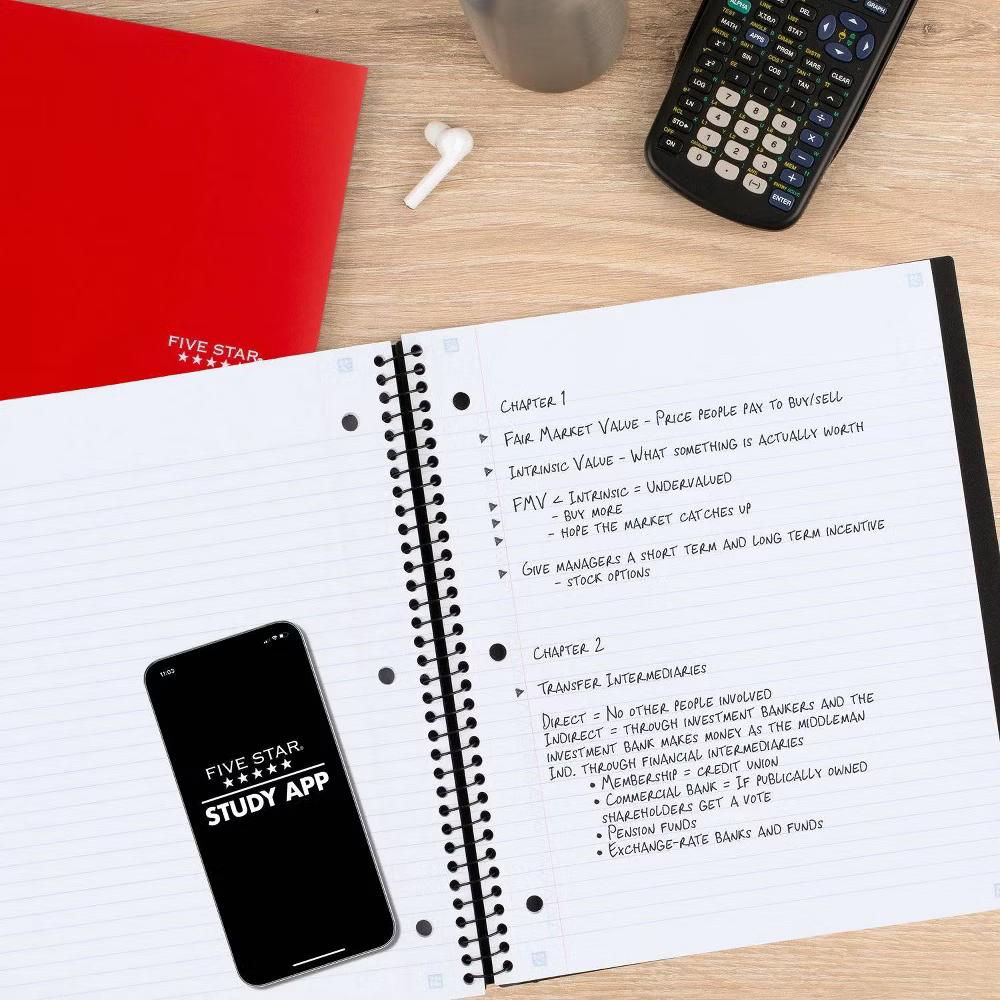 Five Star 1 Subject College Ruled Advance Spiral Notebook with Pocket Dividers (Colors May Vary): Lined Paper, 8.5x11, 100 Pages - Image 14