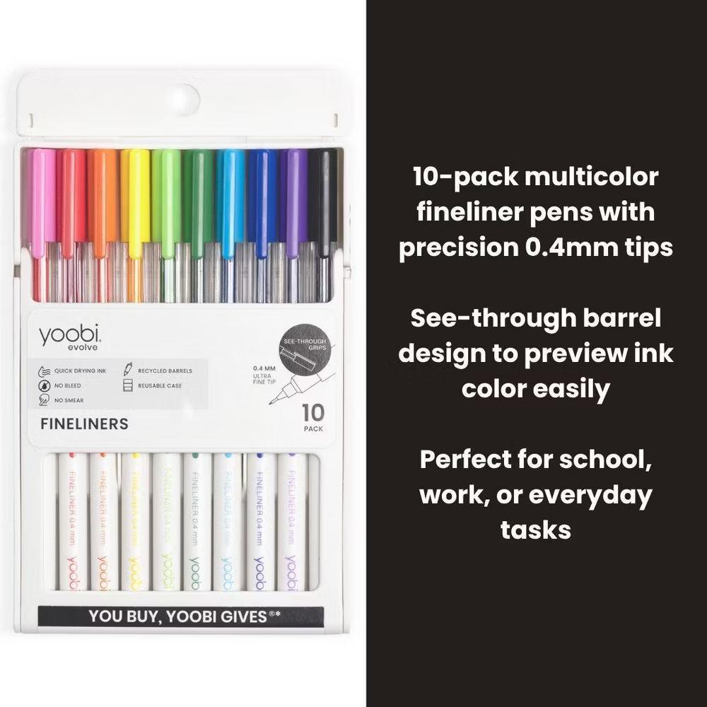 Evolve 10pk Fineliner Pen Brights See-Through, Teacher Supplies - Image 6