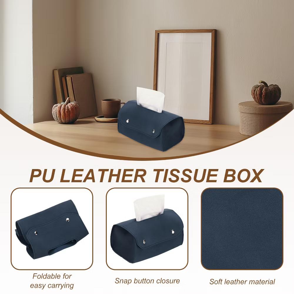 PU Leather Home Car Office Decorative Rectangular Tissue Box Cover - Image 11