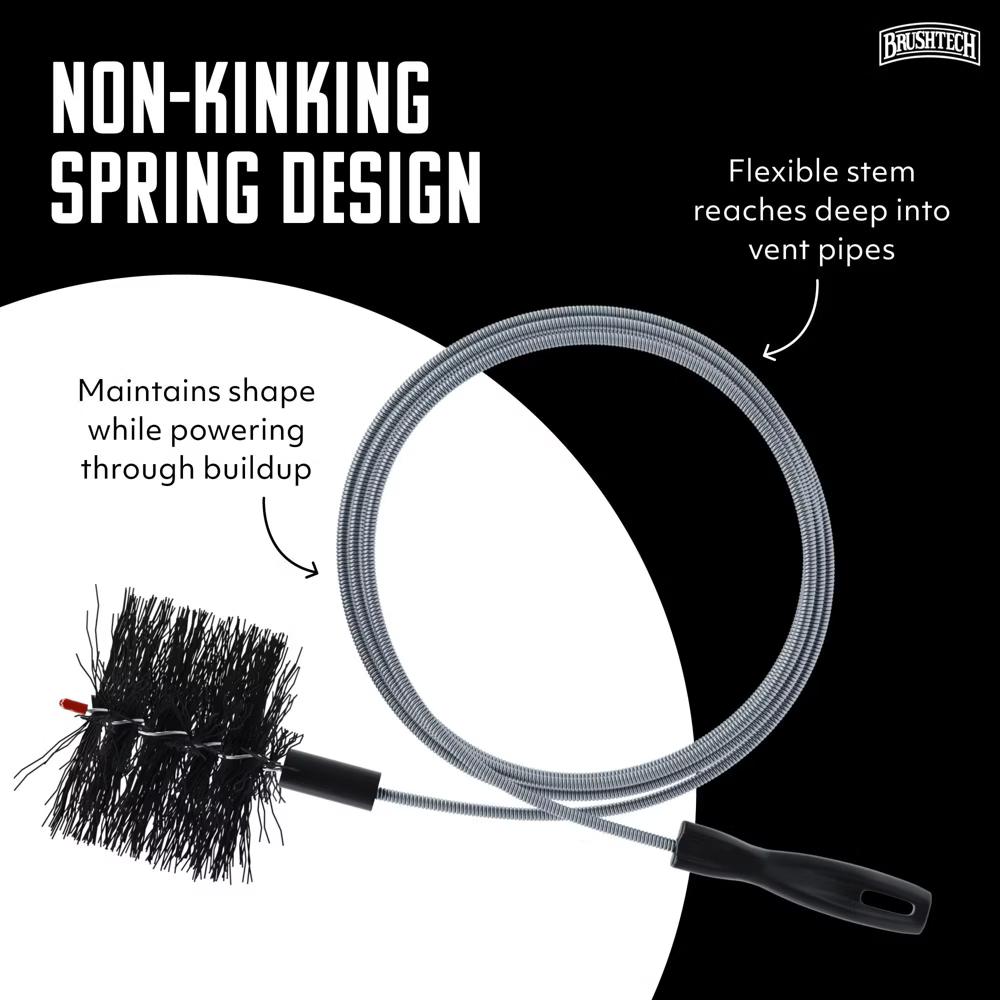 BRUSHTECH 10-Foot Pellet Stove Cleaning Brush Kit Non-Kinking Spring Brush for 3-Inch Vent Pipes with Bonus Steel Ash Brush - Image 5