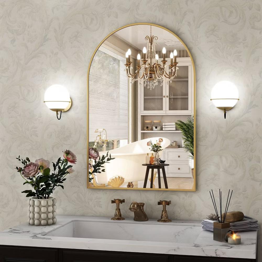 BEAUTYPEAK 16"x24" Arched Bathroom Mirror Vanity Wall Mounted Mirror, Black - Image 6