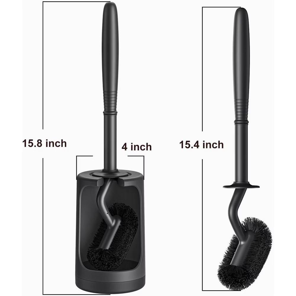 Toilet Bowl Brush Holder Set: Curved Design with Holder for Deep Cleaning Under Rim - Compact Hidden Scrubber for Small Space - Image 2
