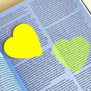 Transparent Sticky Notes, Waterproof Self-Adhesive Memos for Home, School, Office (Set of 5), Hearts