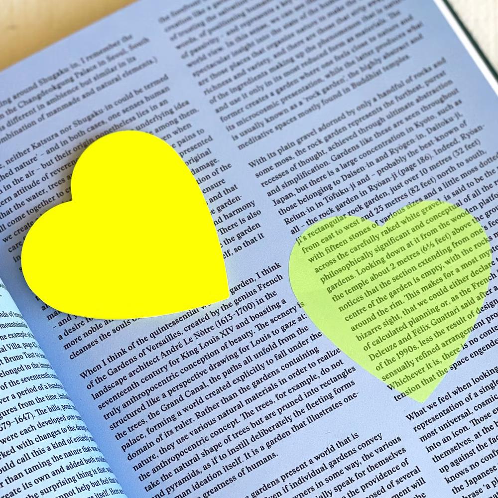 Transparent Sticky Notes, Waterproof Self-Adhesive Memos for Home, School, Office (Set of 5), Hearts