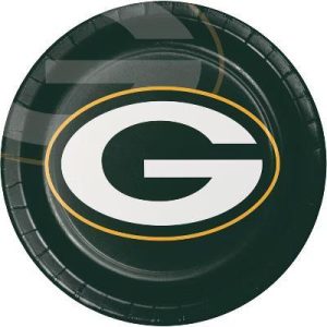 24ct Green Bay Packers Football Paper Plates: NFL Disposable Dinnerware, Super Bowl Party Supplies, 9" Round, Team Logo, 24 Pack