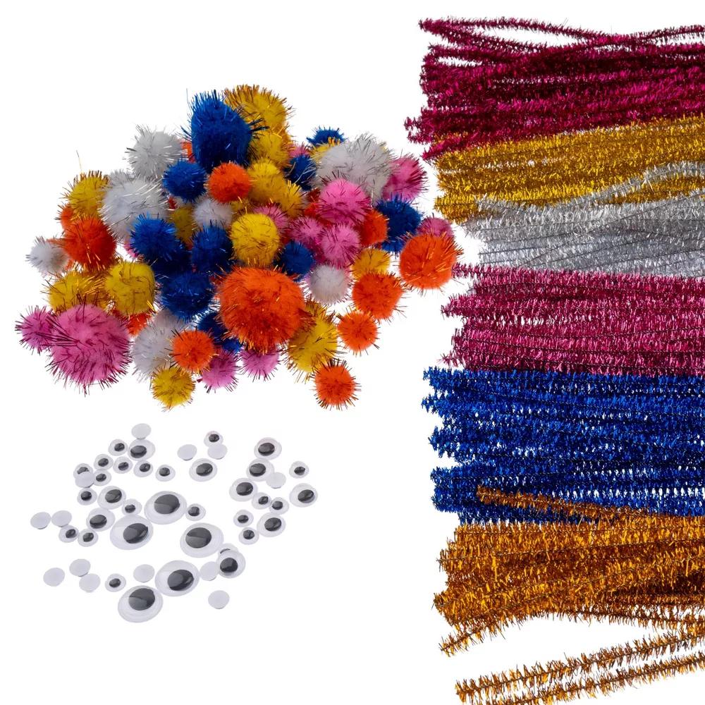 300ct Craft Combo Pack Pipe Cleaners Pompoms Googly Eyes Activity Kits - Image 15