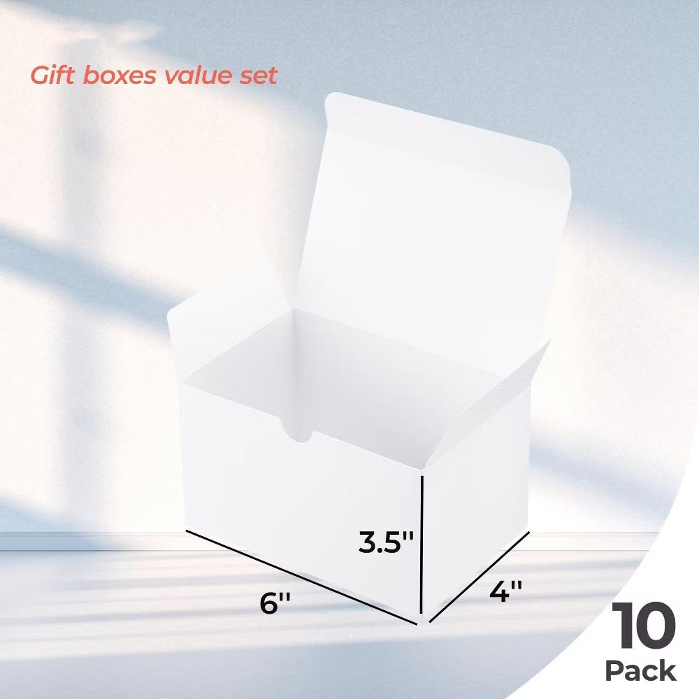 10 Pack Small White Gift Boxes with Lids 6x4x3.5 Inches for Candles Mugs Perfume Crafts Cookies and Party Favors - Image 2