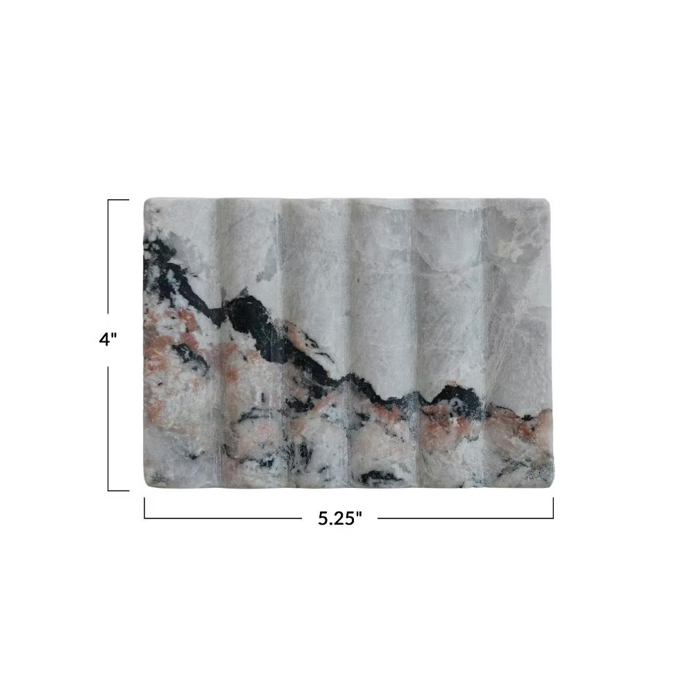 Storied Home Mélange Marble Soap Dish, Black and Beige - Image 3