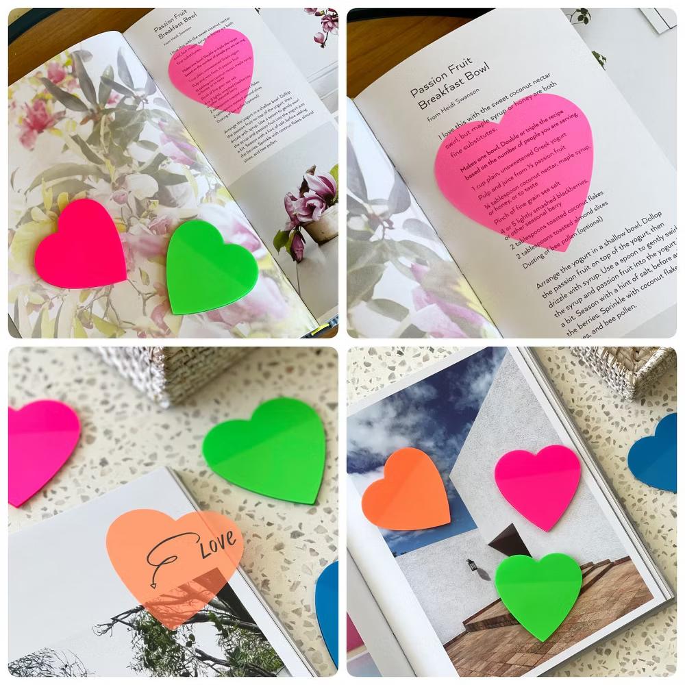 Transparent Sticky Notes, Waterproof Self-Adhesive Memos for Home, School, Office (Set of 5), Hearts - Image 4