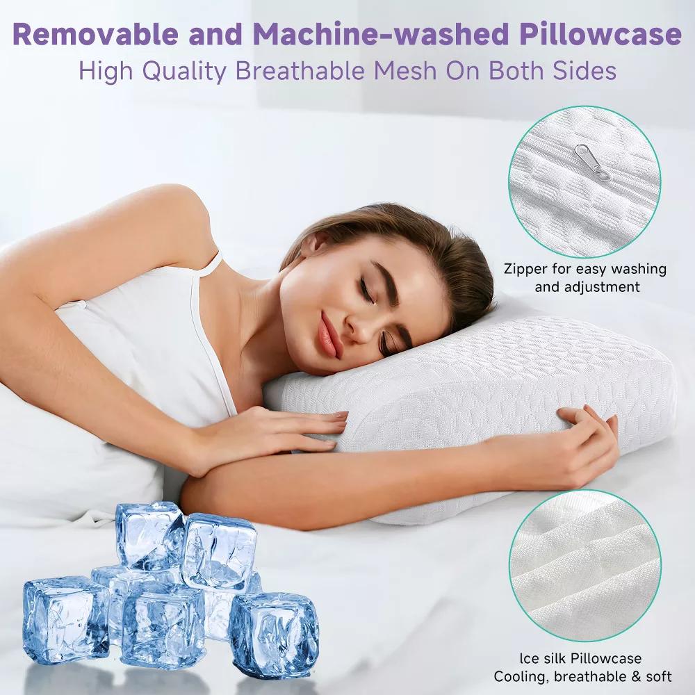 Orthopedic Contour Neck Pillow with Odorless Memory Foam - Perfect for All Sleeping Positions - Image 9