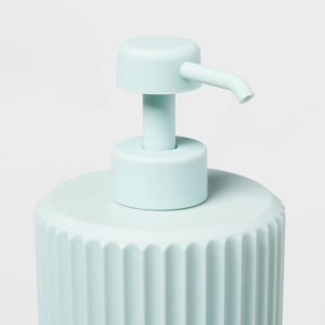 Fluted Kids' Soap Dispenser Teal - Plastic Hand Soap Pump for Bathroom, 450ml Capacity