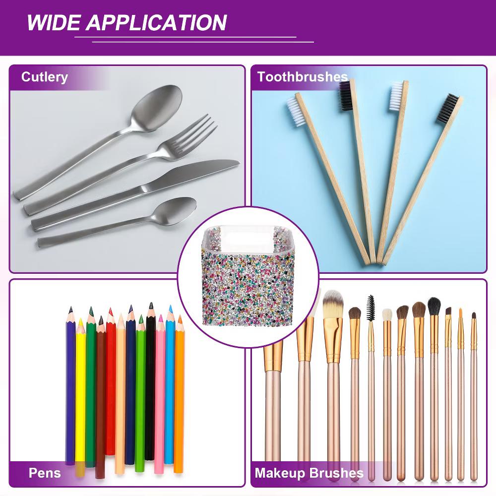 Rhinestone ABS Home Pencil Nail Art Tool Makeup Brush Holder - Image 24