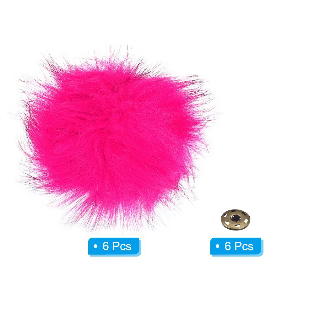 Fluffy Soft Elastic Faux Fur Pom Poms for Hats DIY Scarves 6 Pcs - Image 27