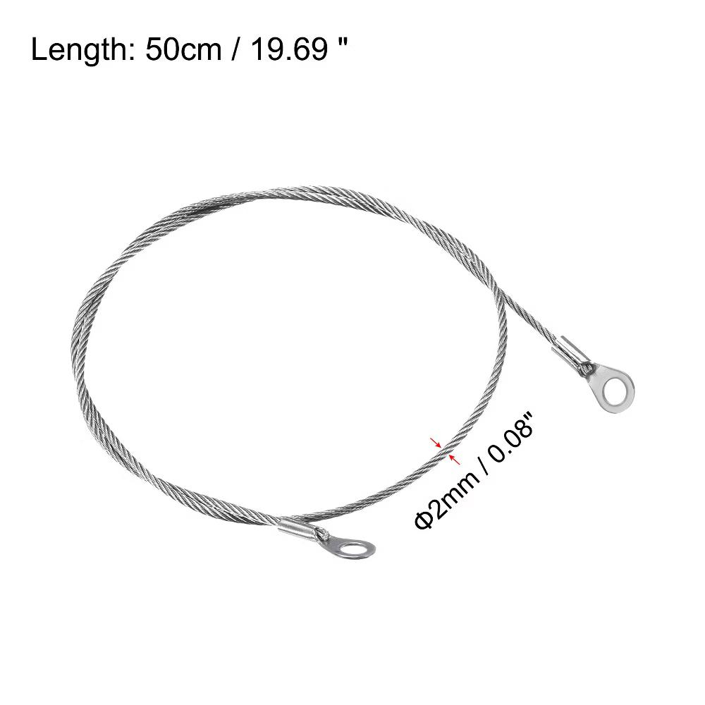 Lanyard Cable Rope with Key Ring Keychains Silver 4 Pcs - Image 48