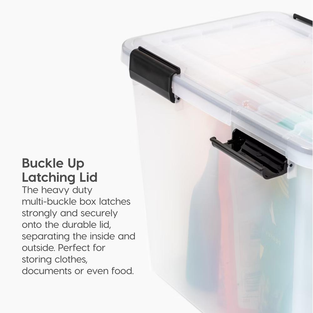 USA Letter Legal Size File Box 32qt WEATHERPRO Airtight Plastic Storage Bin with Lid and Seal and Secure Latching Buckles - Image 7