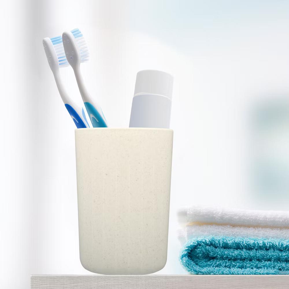 Bathroom Tumbler with Smooth Lines Wheat Straw Cup for Bathroom for Toothpaste 4.09''x2.80'' 1Pc - Image 2
