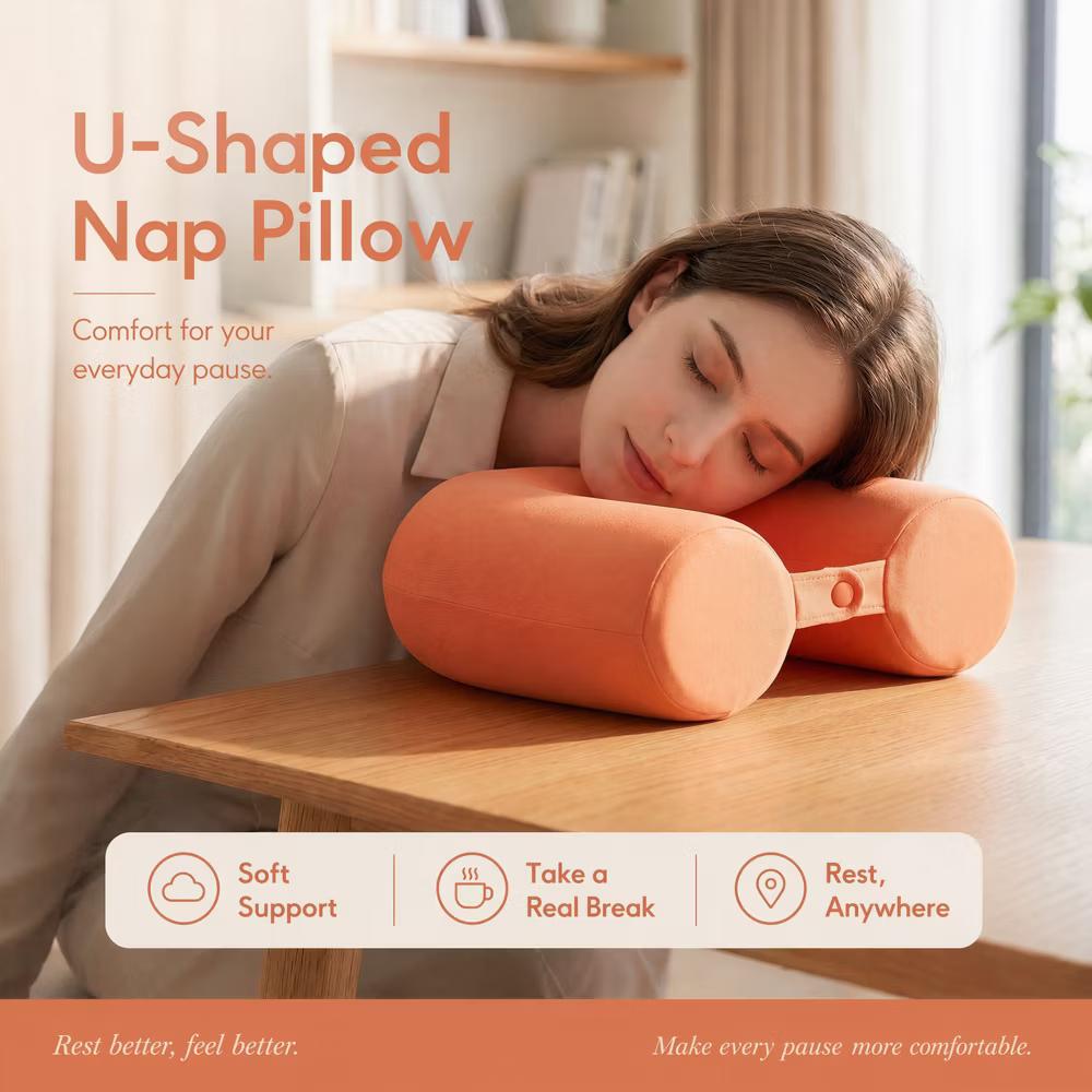 U‑Shaped Memory Foam Nap Pillow with Snap Closure for Desk and Travel Use 1Pc - Image 24
