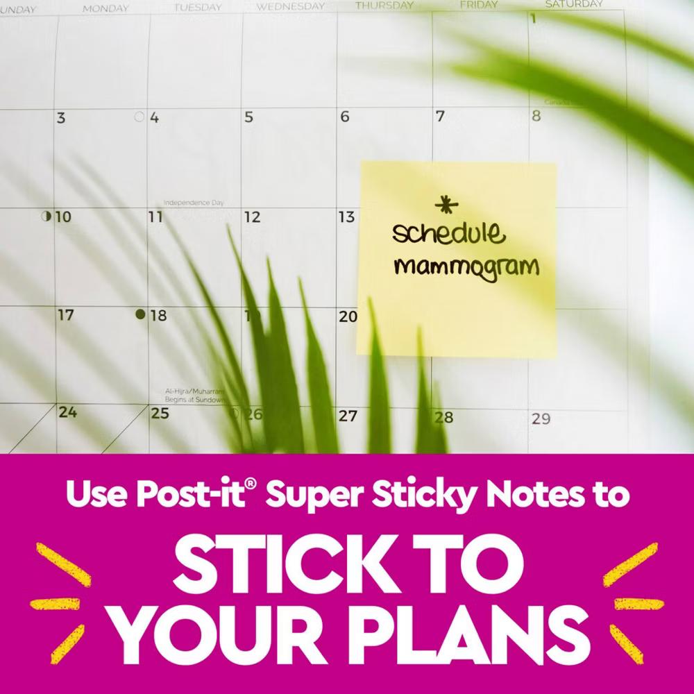 4pk 4" 6" Line Super Sticky Notes, 45 Sheets/Pad - Canary Yellow - Image 3