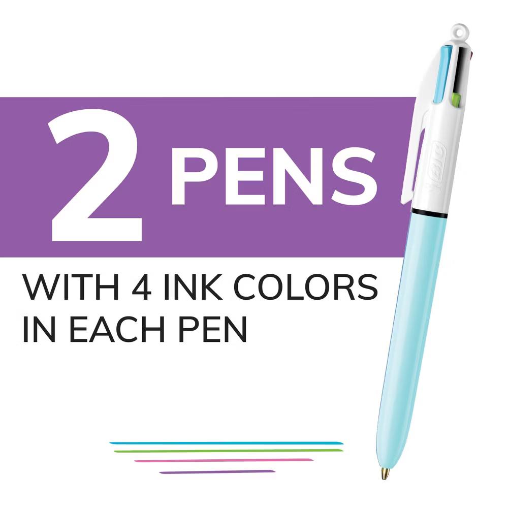 2pk 4-Color Ballpoint Pens Pastel Ink: Back to School Supplies for Notes & Planning - Image 5