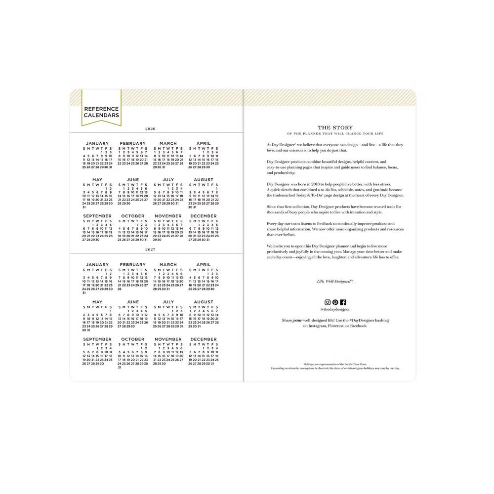 Day Designer 3.625"x6.125" 2026-2027 Planner Cabana Stripe Blue Matte Laminated Monthly 24 Months Stapled - Image 11